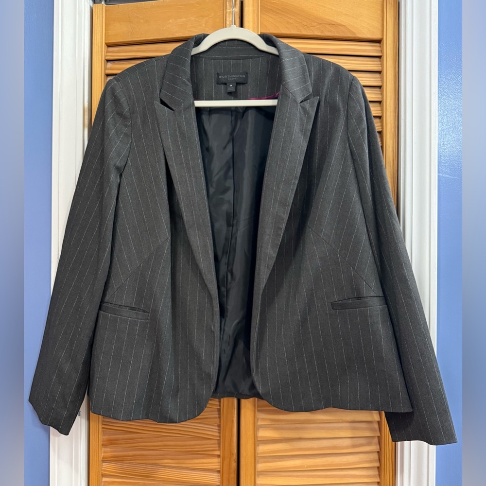 Worthington Charcoal Pinstripe Blazer